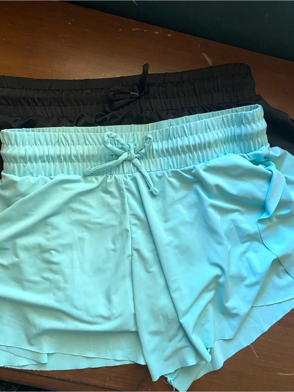 Light Blue Drawstring Athletic Skorts
